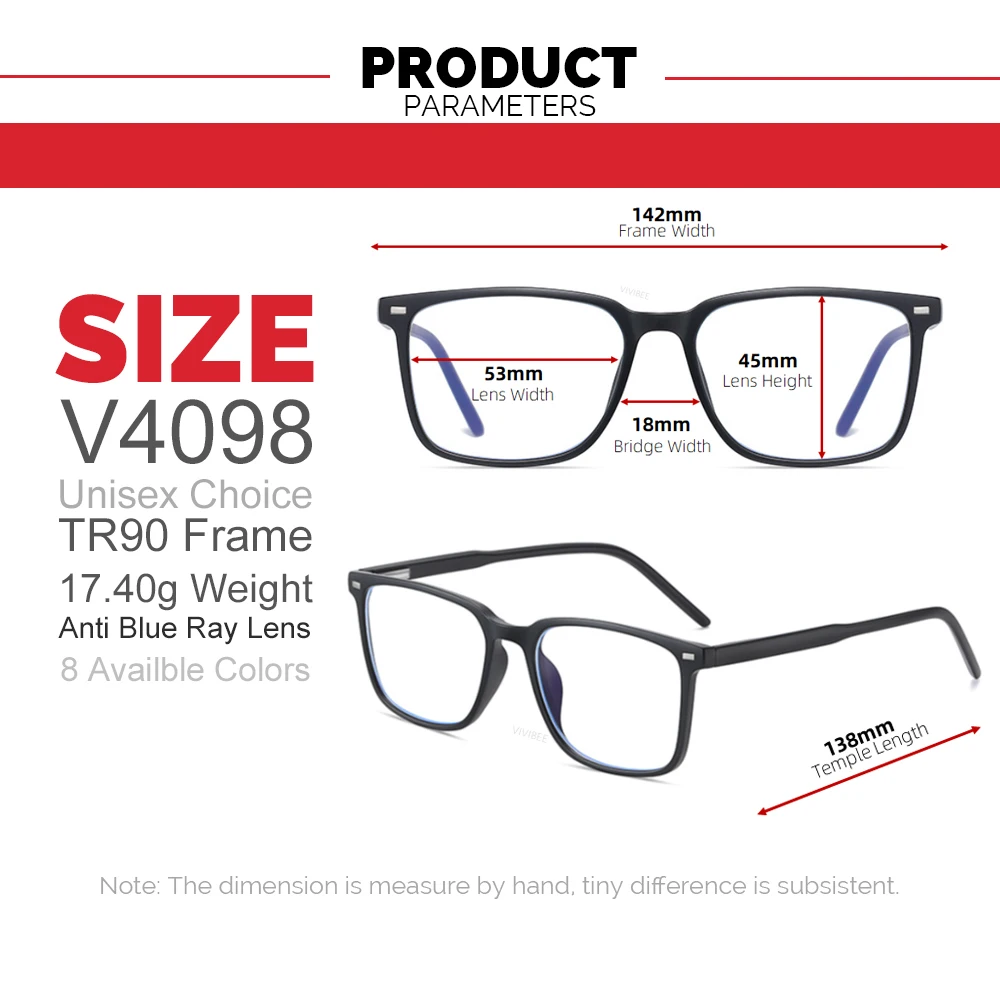 VIVIBEE 2026 Square Blue Light Blocking Glasses Men TR90 Light Frame Anti Blue Ray Eyeglasses Women Classic Computer Eyewear