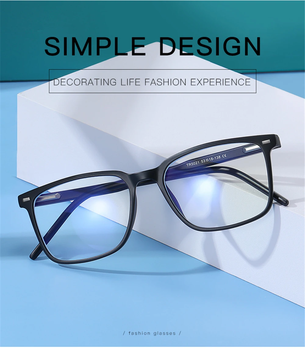 VIVIBEE 2026 Square Blue Light Blocking Glasses Men TR90 Light Frame Anti Blue Ray Eyeglasses Women Classic Computer Eyewear
