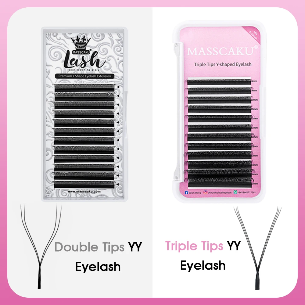 MASSCAKU New Arrival YY Shape Lash Fluffy Individual Eyelash Extensions Natural and Soft Lash Wholesale/Supplies