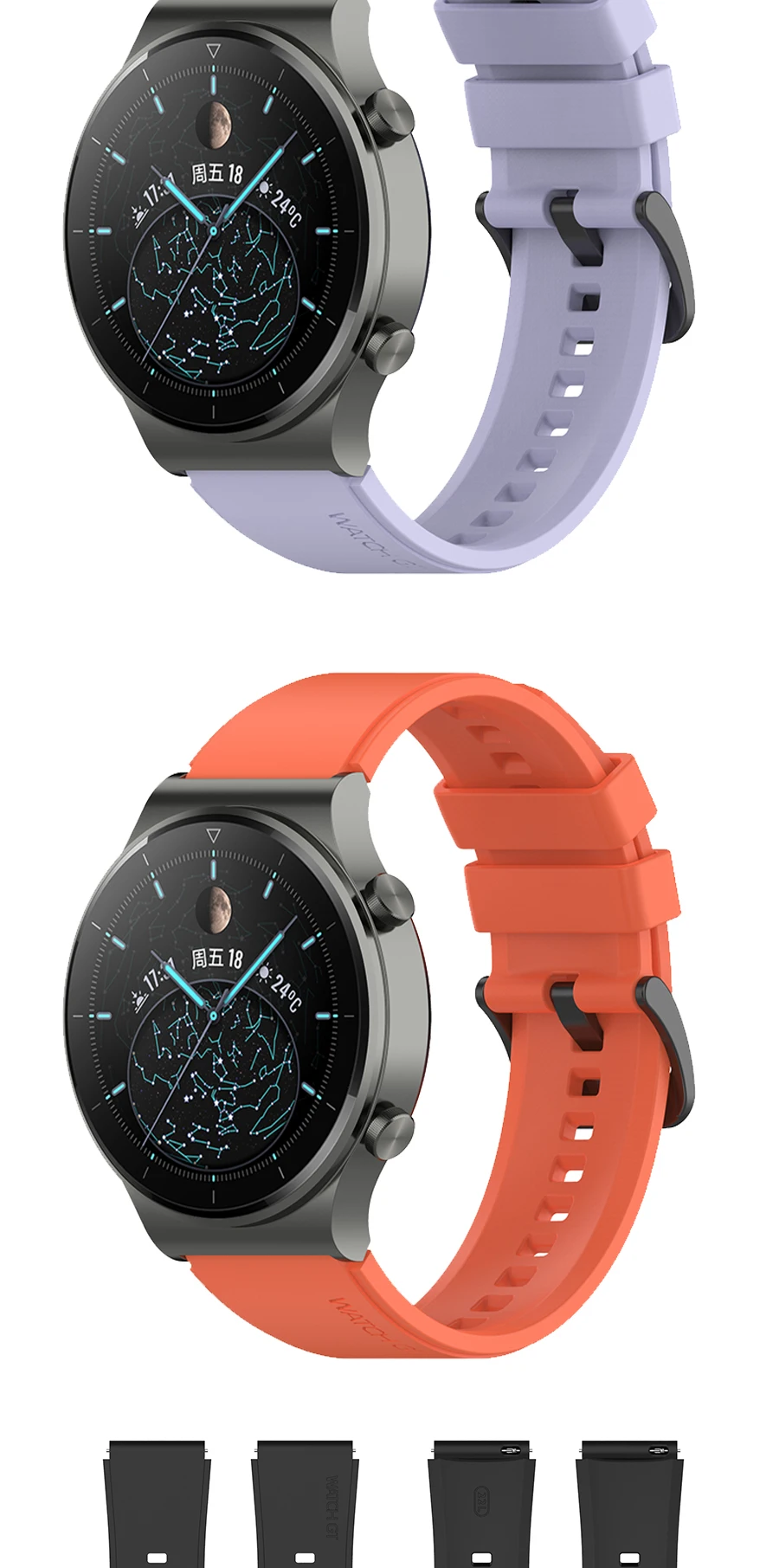 22mm Official Silicone Band For Huawei Watch GT 2 3 Pro Straps Original Watchband For Huawei GT2 GT3 GT4 Pro 46mm Wrist Bracelet
