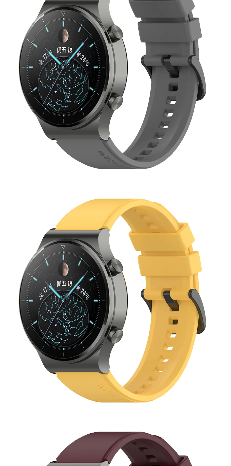 22mm Official Silicone Band For Huawei Watch GT 2 3 Pro Straps Original Watchband For Huawei GT2 GT3 GT4 Pro 46mm Wrist Bracelet