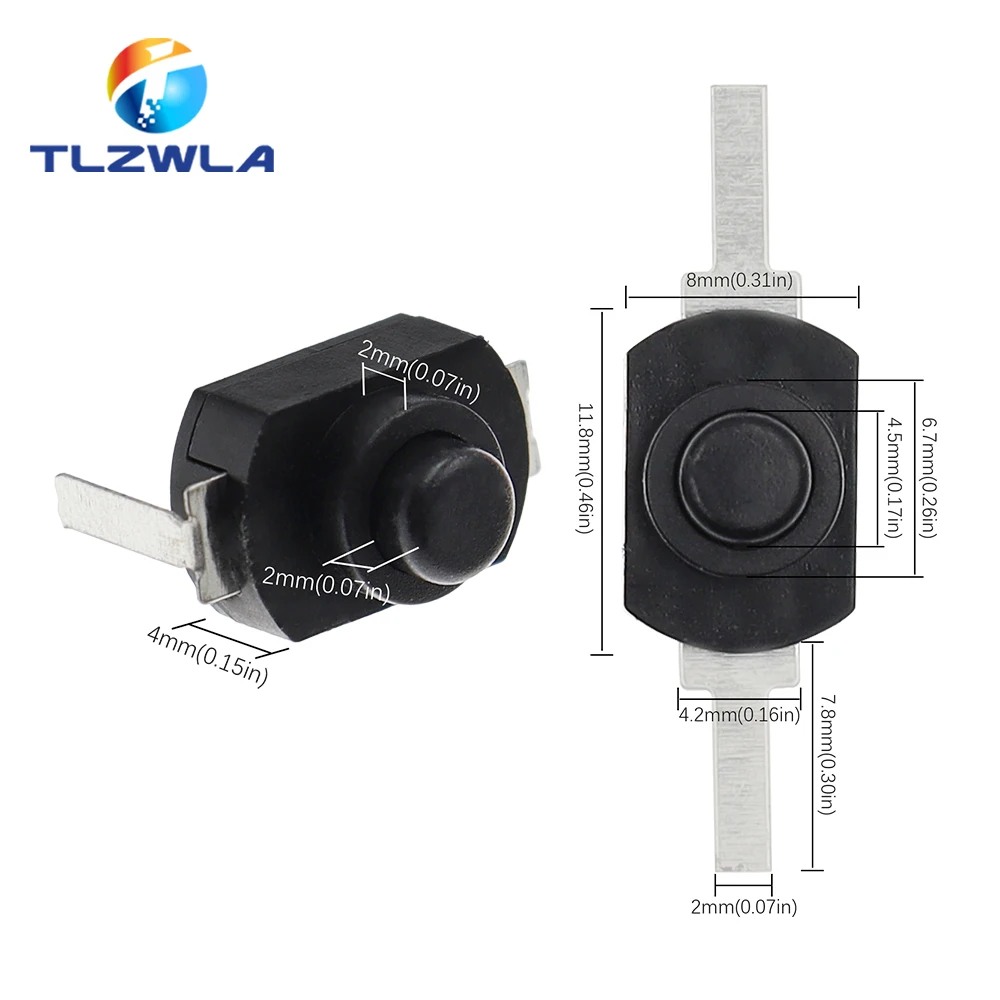 10PCS 12*8MM DC 30V 1A On Off Mini Push Button Switch for Electric Torch 1208YD Self Locking
