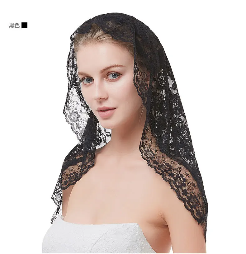 Short Wedding Veil Black Lace Bridal Veils for Flower Girls Bride Marriage Wedding Accessories 2021