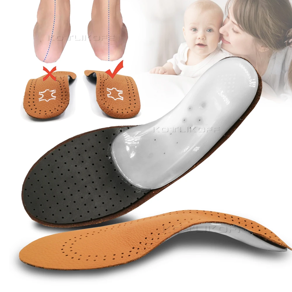 Leather Orthotic Insole For Flat Feet Arch Support Orthopedic Shoes Sole Insoles For Feet Men's Shoes Women Children O/X Leg Pad