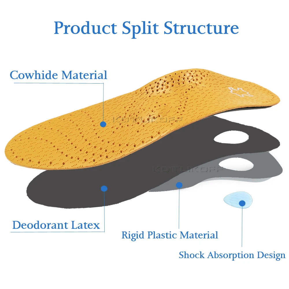 Leather Orthotic Insole For Flat Feet Arch Support Orthopedic Shoes Sole Insoles For Feet Men's Shoes Women Children O/X Leg Pad