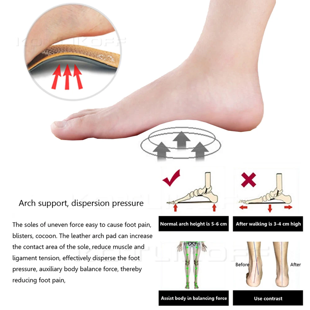 Leather Orthotic Insole For Flat Feet Arch Support Orthopedic Shoes Sole Insoles For Feet Men's Shoes Women Children O/X Leg Pad