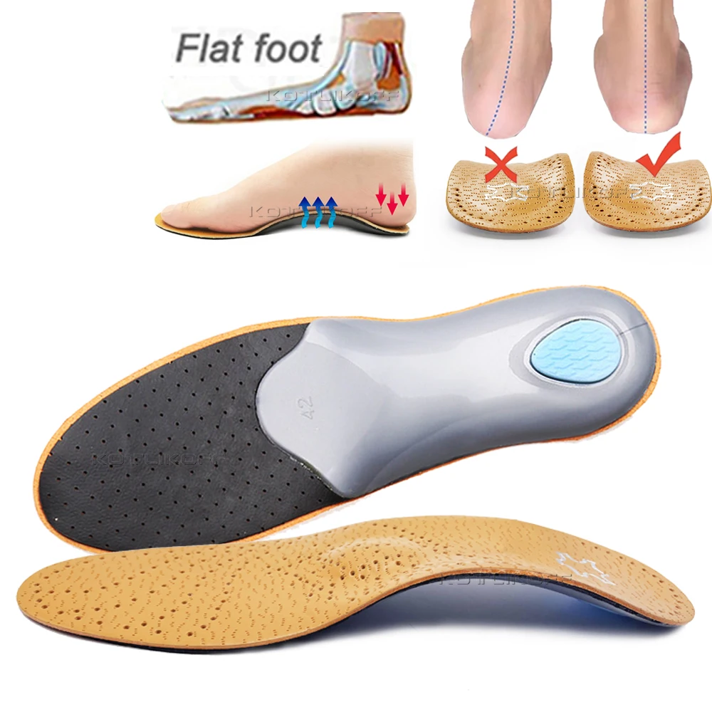 Leather Orthotic Insole For Flat Feet Arch Support Orthopedic Shoes Sole Insoles For Feet Men's Shoes Women Children O/X Leg Pad
