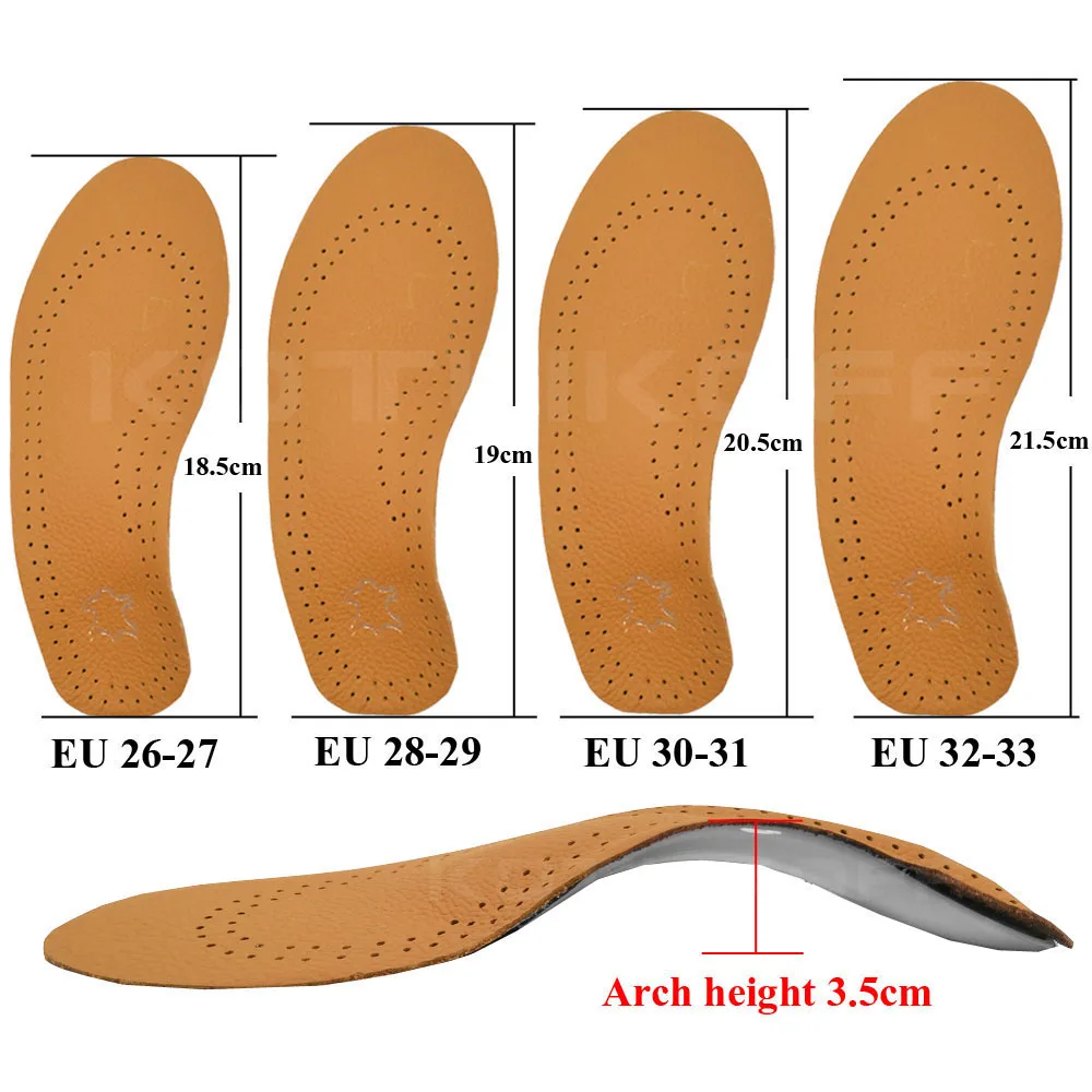 Leather Orthotic Insole For Flat Feet Arch Support Orthopedic Shoes Sole Insoles For Feet Men's Shoes Women Children O/X Leg Pad