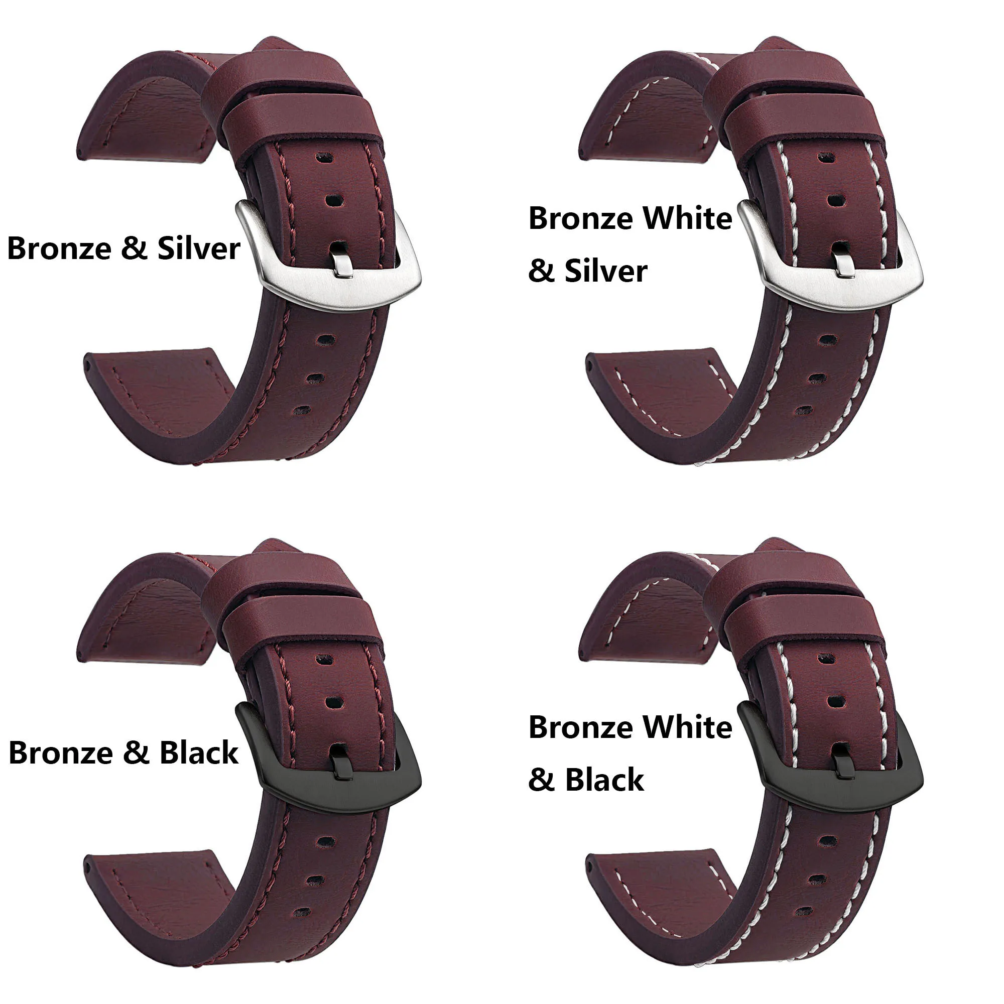 Fashion Watch Band Strap Sport Vintage Leather Watchband Stainless Steel Buckle Watch Accessories 18mm 20mm 22mm 24mm