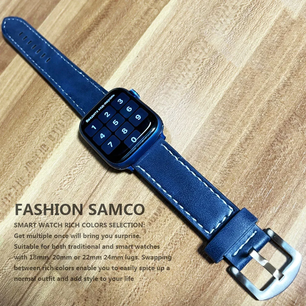 Fashion Watch Band Strap Sport Vintage Leather Watchband Stainless Steel Buckle Watch Accessories 18mm 20mm 22mm 24mm