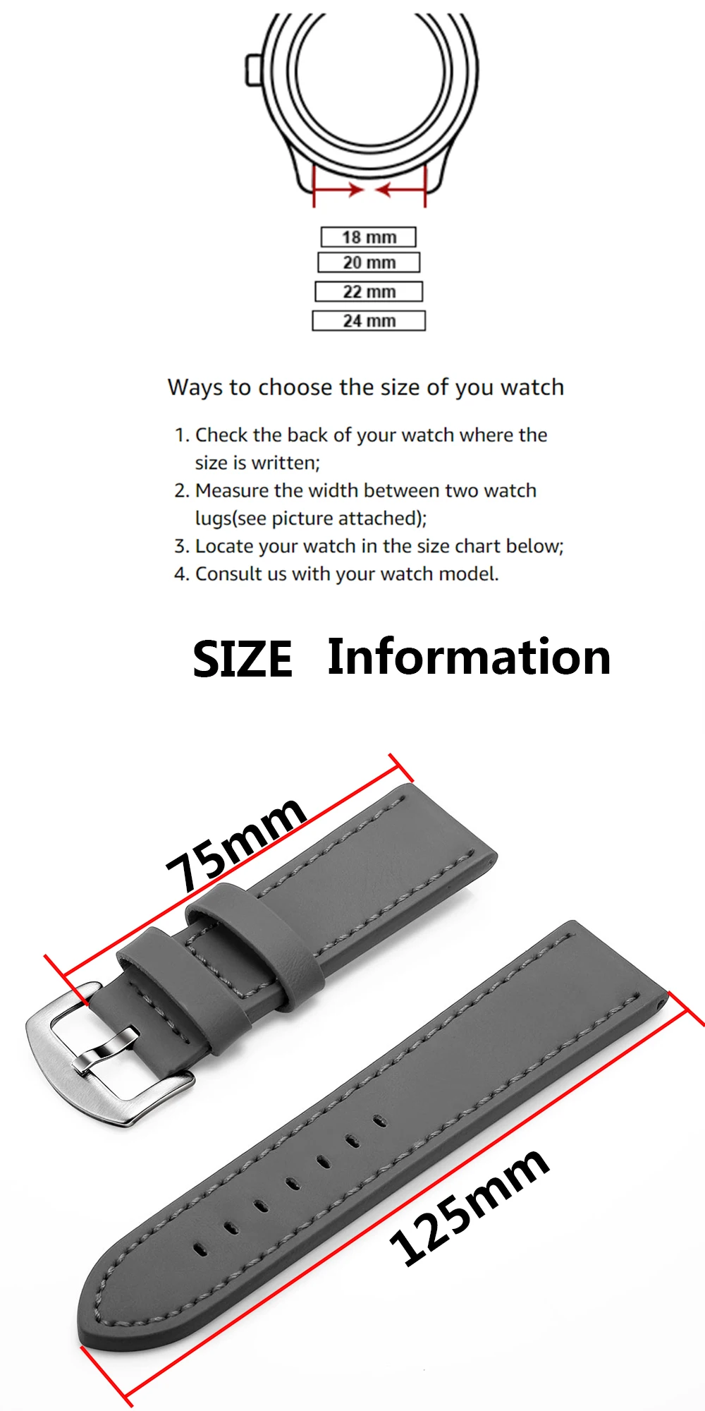 Fashion Watch Band Strap Sport Vintage Leather Watchband Stainless Steel Buckle Watch Accessories 18mm 20mm 22mm 24mm