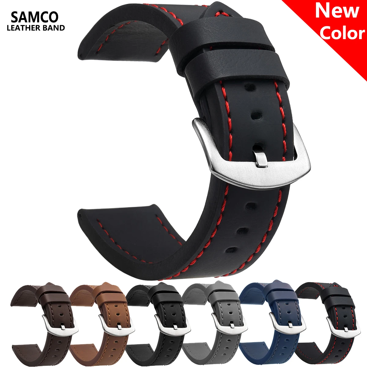 Fashion Watch Band Strap Sport Vintage Leather Watchband Stainless Steel Buckle Watch Accessories 18mm 20mm 22mm 24mm