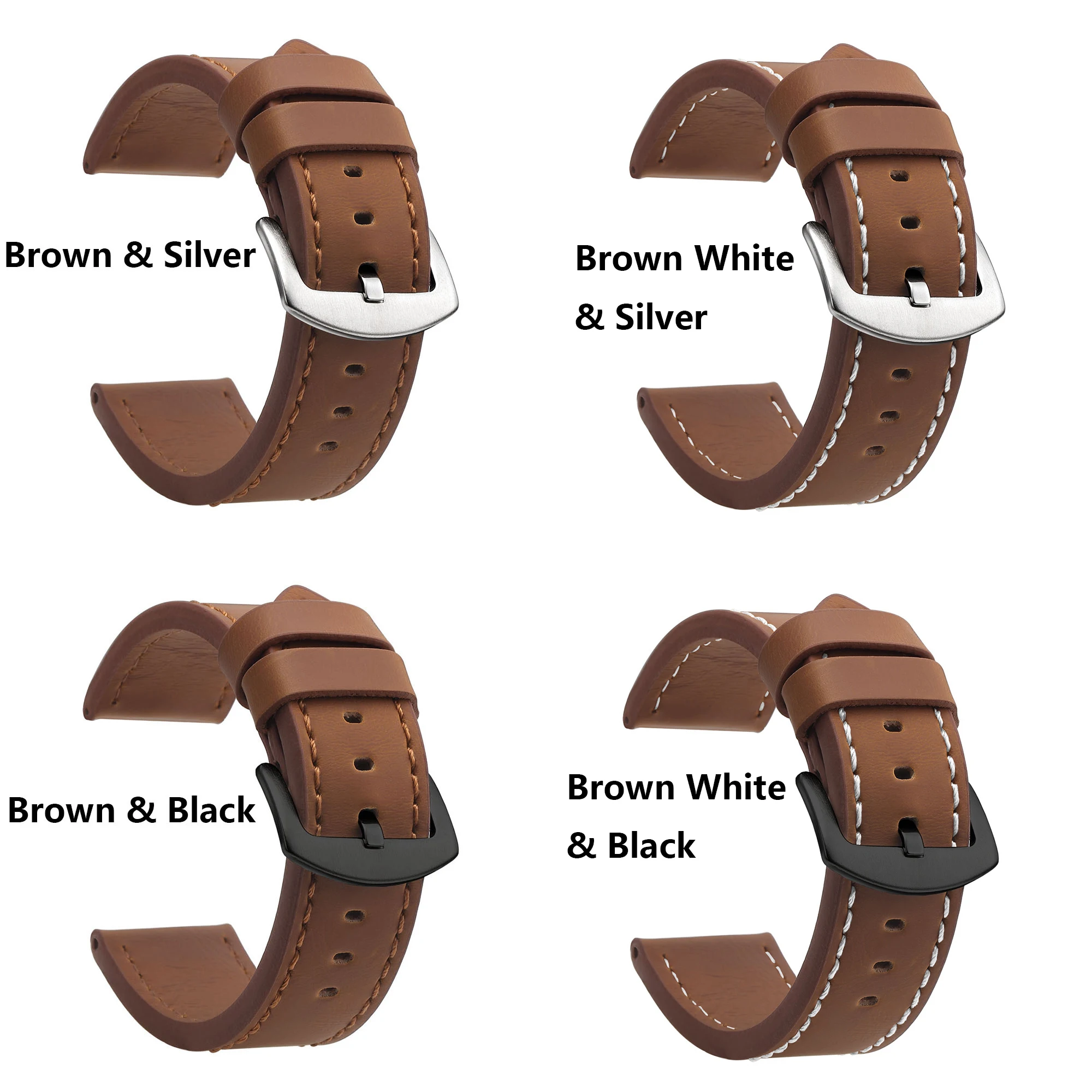 Fashion Watch Band Strap Sport Vintage Leather Watchband Stainless Steel Buckle Watch Accessories 18mm 20mm 22mm 24mm