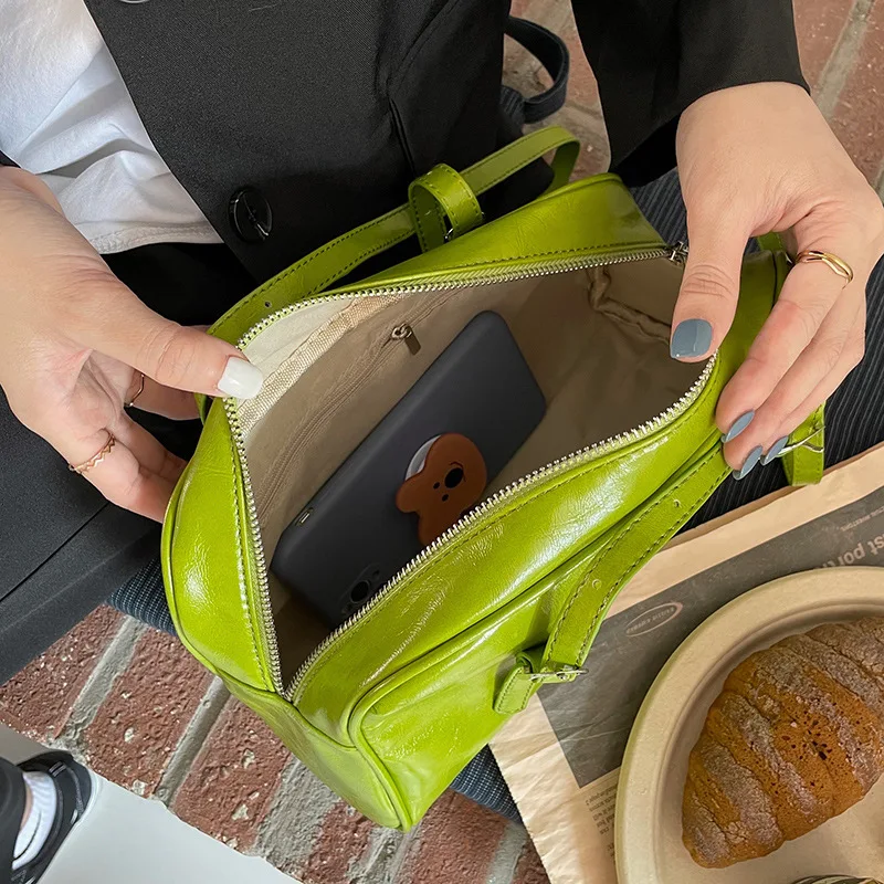 Fashion Women Green Big Shoulder Bags PU Leather Female Purse Handbags Large Capacity Ladies Daily Small Casual Tote Bolso Mujer
