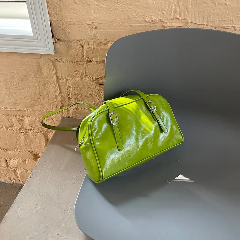 Fashion Women Green Big Shoulder Bags PU Leather Female Purse Handbags Large Capacity Ladies Daily Small Casual Tote Bolso Mujer