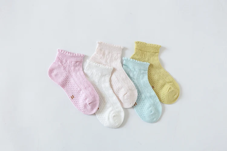 5Pairs/lot Baby Socks Summer Spring Thin Mesh Cotton Kids Socks Lovely Girls Lace Socks Colorful Children Socks
