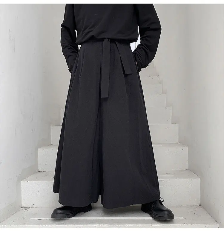 Men Hakama Harajuku Kimono Samurai Pants Men Casual Wide Pants Men Chinese Style Hanfu Tang Trousers Male Kendo Uniforms