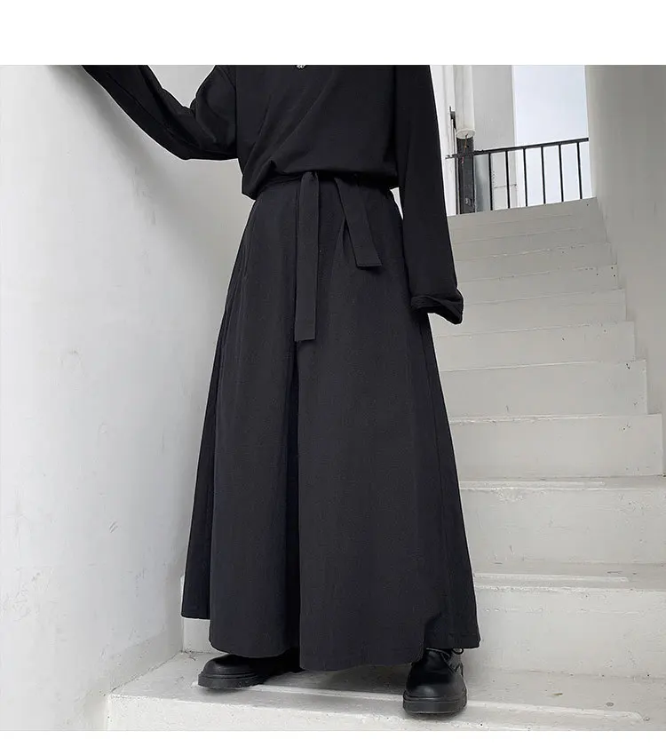 Men Hakama Harajuku Kimono Samurai Pants Men Casual Wide Pants Men Chinese Style Hanfu Tang Trousers Male Kendo Uniforms
