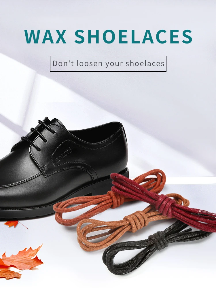 Cotton Waxed Shoelaces Round Oxford Shoe laces Boots Laces Waterproof Leather Shoelace Length 60/80/100/120/140/180cm 6 Color
