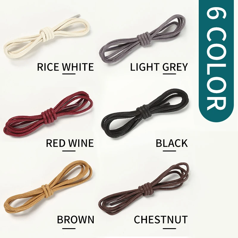 Cotton Waxed Shoelaces Round Oxford Shoe laces Boots Laces Waterproof Leather Shoelace Length 60/80/100/120/140/180cm 6 Color