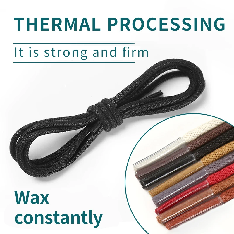 Cotton Waxed Shoelaces Round Oxford Shoe laces Boots Laces Waterproof Leather Shoelace Length 60/80/100/120/140/180cm 6 Color