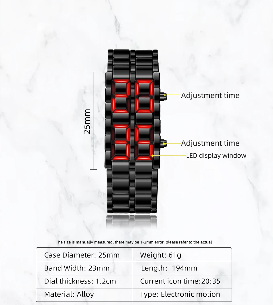Fashion Mens Digital Lava Wrist Watch Men Black Full Metal Red Blue LED Display Watches Gifts for Male Boy Sport Creative Clock