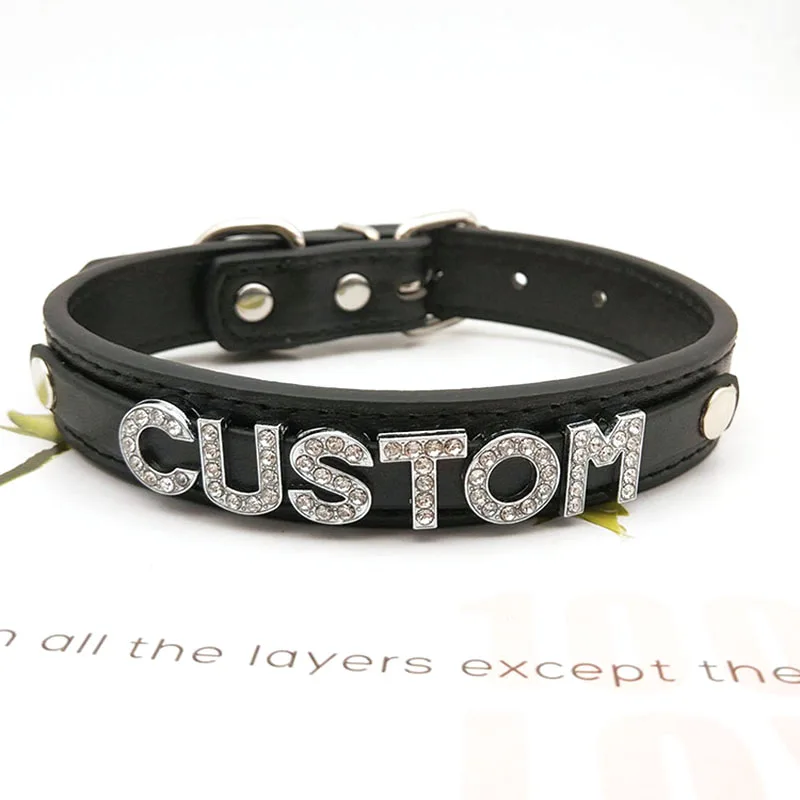 Goth Black PU Leather Customized Name Necklaces Sexy Letters Collar Choker Personalized Cosplay Custom Chocker Jewelry Gift
