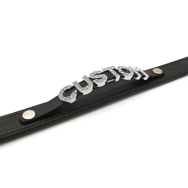 Goth Black PU Leather Customized Name Necklaces Sexy Letters Collar Choker Personalized Cosplay Custom Chocker Jewelry Gift