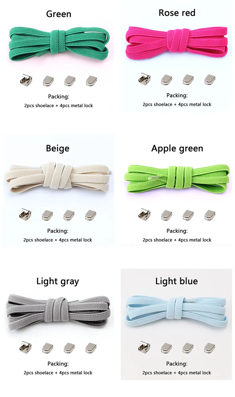 Shoelaces for Sneakers No Tie Elastic Shoe Laces One Size Fits All Adult and Kids Shoes Shoelace Tieless Flat Expand Shoestrings