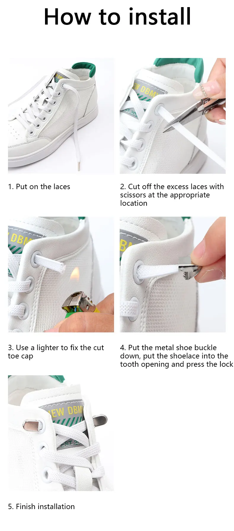 Shoelaces for Sneakers No Tie Elastic Shoe Laces One Size Fits All Adult and Kids Shoes Shoelace Tieless Flat Expand Shoestrings