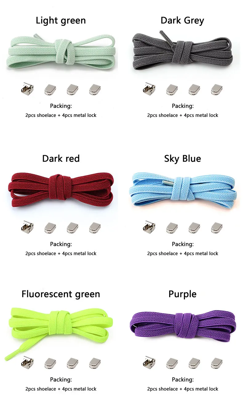 Shoelaces for Sneakers No Tie Elastic Shoe Laces One Size Fits All Adult and Kids Shoes Shoelace Tieless Flat Expand Shoestrings