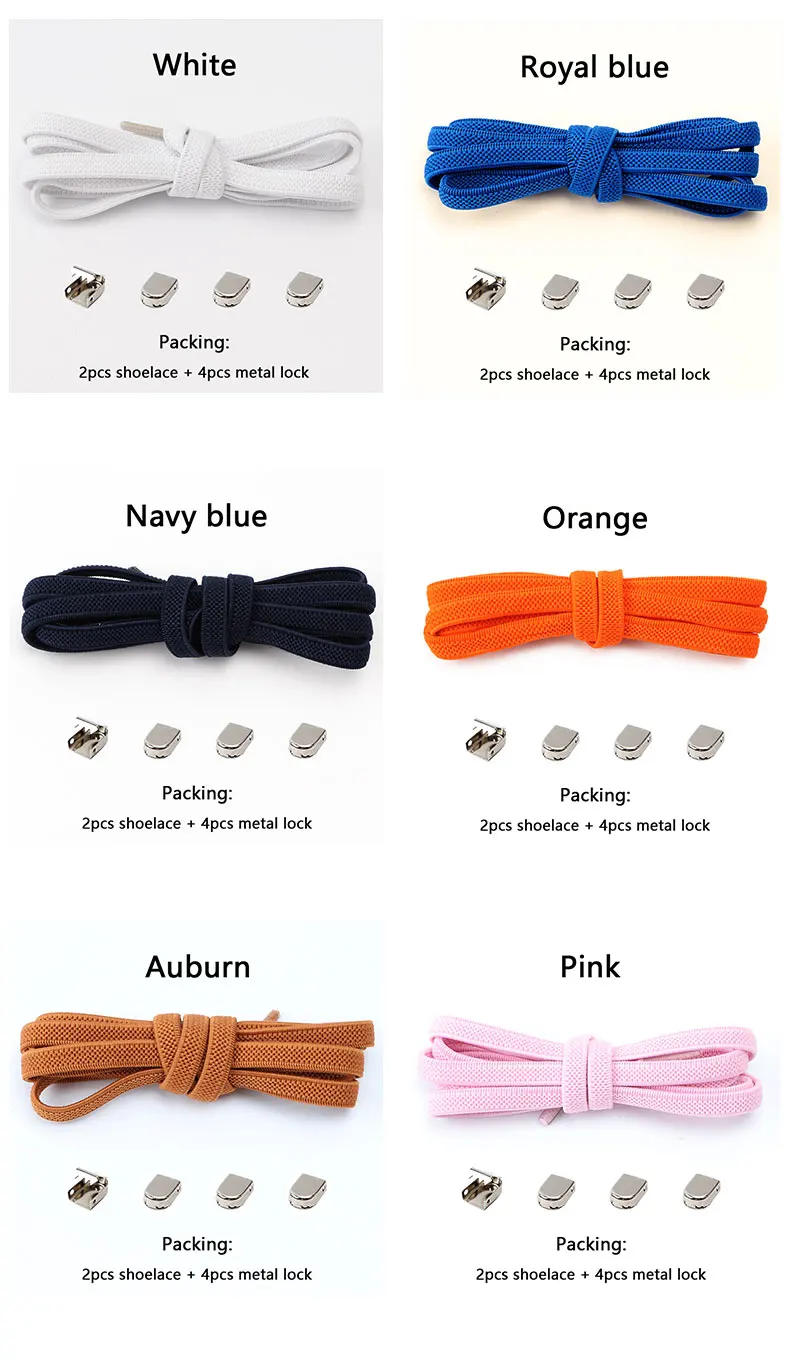 Shoelaces for Sneakers No Tie Elastic Shoe Laces One Size Fits All Adult and Kids Shoes Shoelace Tieless Flat Expand Shoestrings