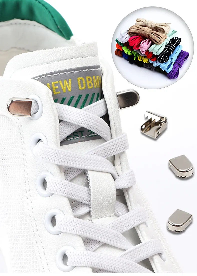 Shoelaces for Sneakers No Tie Elastic Shoe Laces One Size Fits All Adult and Kids Shoes Shoelace Tieless Flat Expand Shoestrings