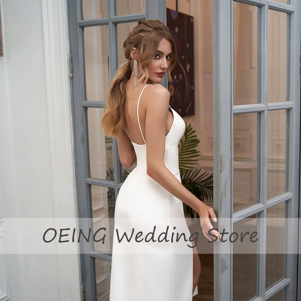 Wedding Dress Short Tea Length Spaghetti Straps Sleeveless Midi Wedding Gwon with Detachable Lace Jacket Simple Bridal Dresses