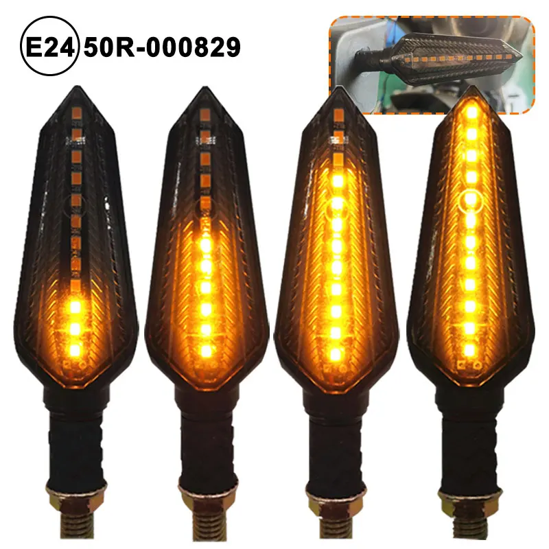 E24 Motorcycle Turn Signals Flowing Turn Signal Light 12LED Turn Signal Indicator Amber Light Blinker 12V M10 Approved E-Mark