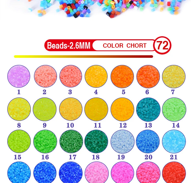 2.6mm Perler Hama Beads Set 3D Puzzle Iron Beads Toy Kids Creative Handmade Craft DIY Gift Fuse Beads Have Large Pegboard