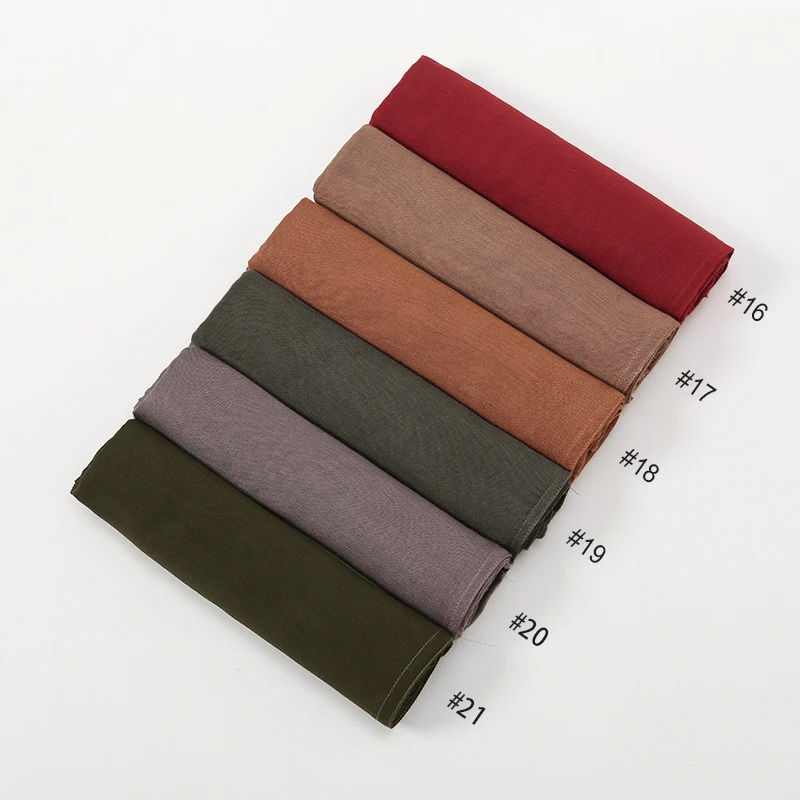 Muslim Hijabs for Women Scarf Thin Plain Shawls Femme Musulman Soft Viscose Rayon Headscarf Islamic Turban Headband 200x85cm