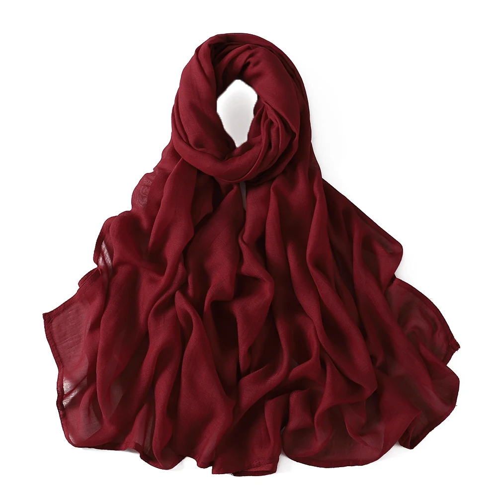 Muslim Hijabs for Women Scarf Thin Plain Shawls Femme Musulman Soft Viscose Rayon Headscarf Islamic Turban Headband 200x85cm