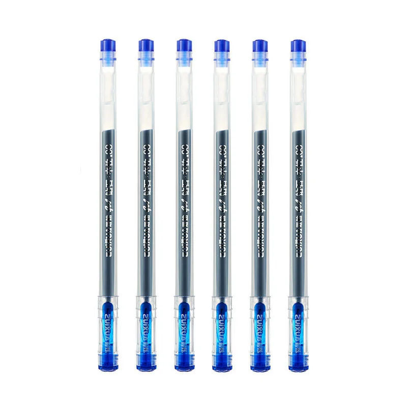 6 Pcs/Set 0.38mm Large-capacity Ink Diamond Tip Gel Pen Black/Blue/Red Refill Exam Signing Writing School Office Supplies