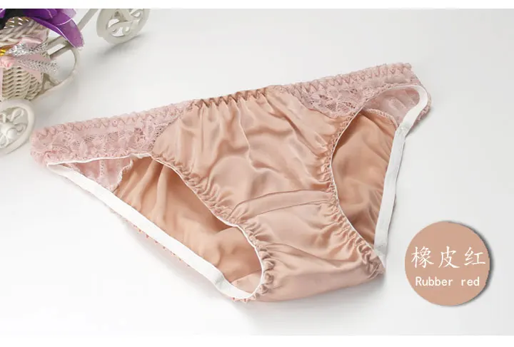 100% mulberry silk sexy silk lace underwear breathable low waist comfortable antibacterial briefs lingerie femme  panties
