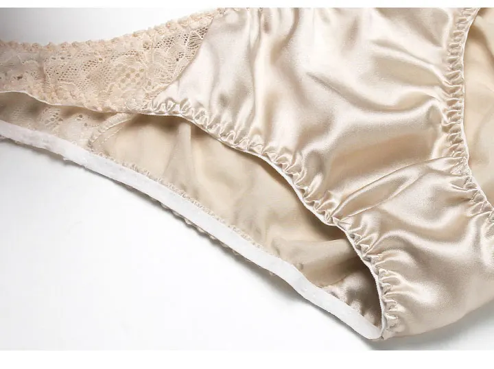 100% mulberry silk sexy silk lace underwear breathable low waist comfortable antibacterial briefs lingerie femme  panties