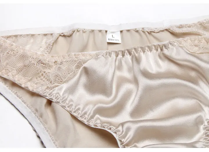 100% mulberry silk sexy silk lace underwear breathable low waist comfortable antibacterial briefs lingerie femme  panties