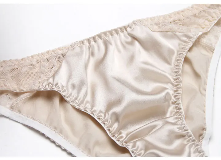 100% mulberry silk sexy silk lace underwear breathable low waist comfortable antibacterial briefs lingerie femme  panties