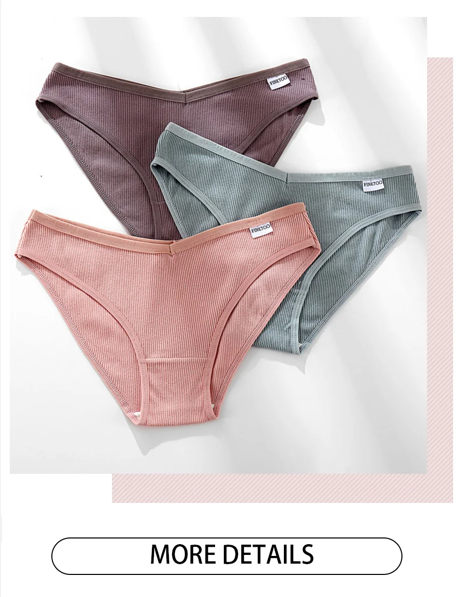 FINETOO M-4XL Cotton Panties Women's V Waist Underwear Plus Size Briefs Ladies Low-Rise Underpants Comfortable Panties Lingerie