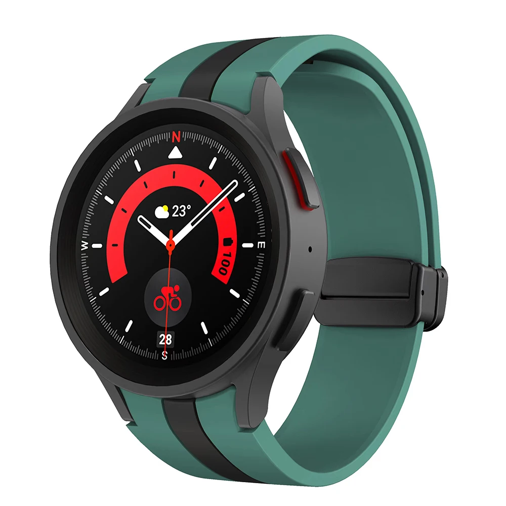 Original Silicone Strap for Samsung Galaxy Watch 5 Pro 45mm Watch 5 40mm 44mm Band Magnetic Buckle for Galaxy Watch 4/4 Classic