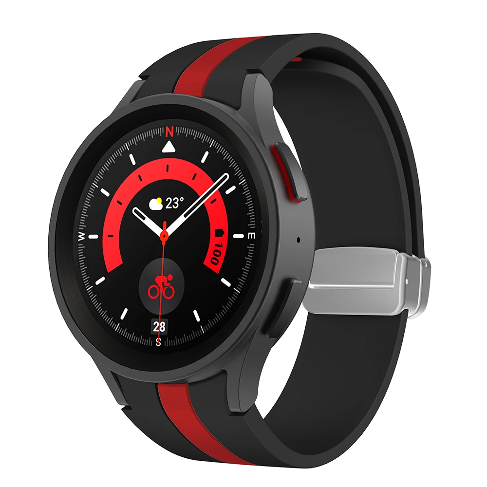 Original Silicone Strap for Samsung Galaxy Watch 5 Pro 45mm Watch 5 40mm 44mm Band Magnetic Buckle for Galaxy Watch 4/4 Classic