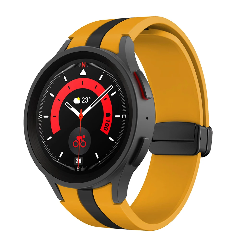 Original Silicone Strap for Samsung Galaxy Watch 5 Pro 45mm Watch 5 40mm 44mm Band Magnetic Buckle for Galaxy Watch 4/4 Classic