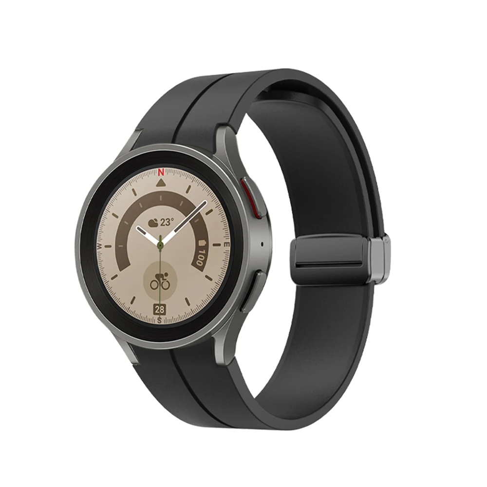 Original Silicone Strap for Samsung Galaxy Watch 5 Pro 45mm Watch 5 40mm 44mm Band Magnetic Buckle for Galaxy Watch 4/4 Classic