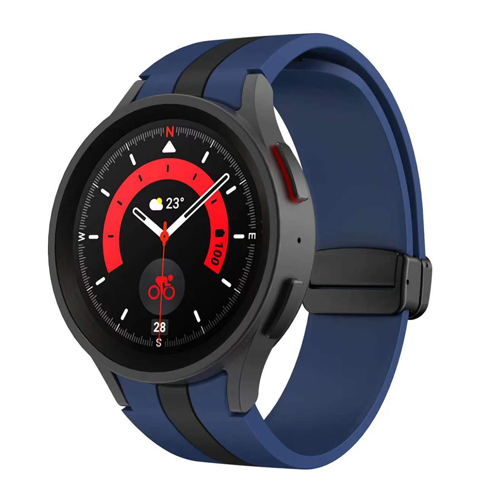Original Silicone Strap for Samsung Galaxy Watch 5 Pro 45mm Watch 5 40mm 44mm Band Magnetic Buckle for Galaxy Watch 4/4 Classic