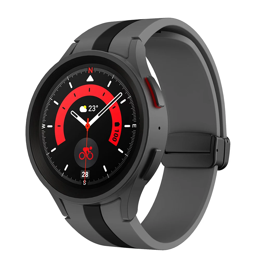 Original Silicone Strap for Samsung Galaxy Watch 5 Pro 45mm Watch 5 40mm 44mm Band Magnetic Buckle for Galaxy Watch 4/4 Classic